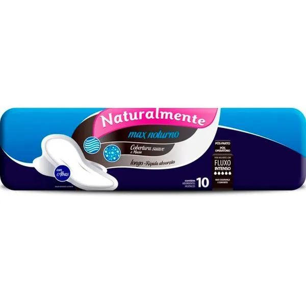Absorvente Com Abas Naturalmente Max Noturno 10 Unidades