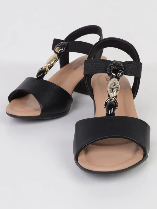 Sandália Com Pedraria Comfortflex Feminino PRETO 35