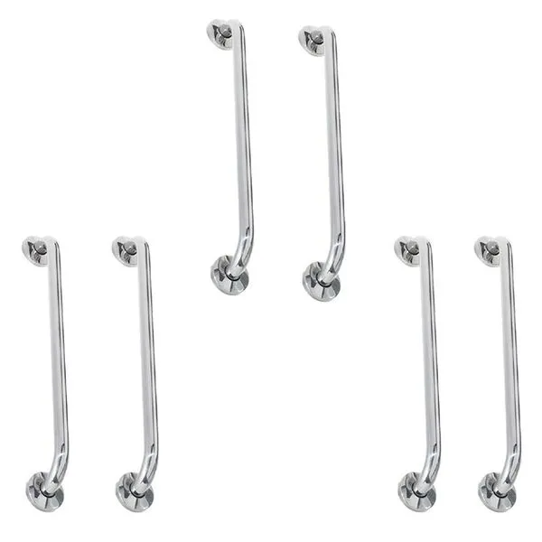 Alça De Apoio Inox Barra 60cm Kit 6 Unidades Acessibilidade Segurança Idoso Banheiro Box Parede Corrimao Suporte Anti Queda