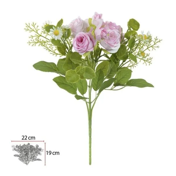 Buquê Artificial Rosa Hortênsia Florarte Rosa 30cm (MP)