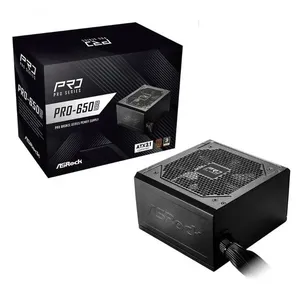 Fonte de Alimentação Pro-650b 650W 80 PLUS BRONZE ATX 3.1 com Ventilador 120MM e Cabos Flat Preto Asrock Fonte de Alimentação Pro-650b 650W 80 PLUS BRONZE ATX 3.1 com Cabos Flat Preto Asrock