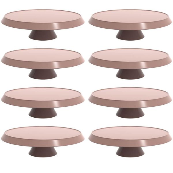 Conjunto 8 Boleiras com Pedestal 28cm Porta Tortas e Doces Cor Amêndoa Bubble Crippa