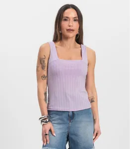 Regata Canelada Feminina Infinita Cor Roxo GG