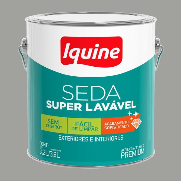 Tinta Premium Acrílica Acetinado Seda 3,6L Iquine Tinta Premium Acrílica Acetinado Seda Elefante 3,6L Iquine