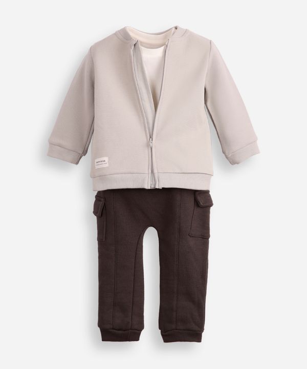 conjunto longo infantil texturizado cinza 18-24
