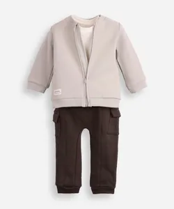 conjunto longo infantil texturizado cinza 12-18