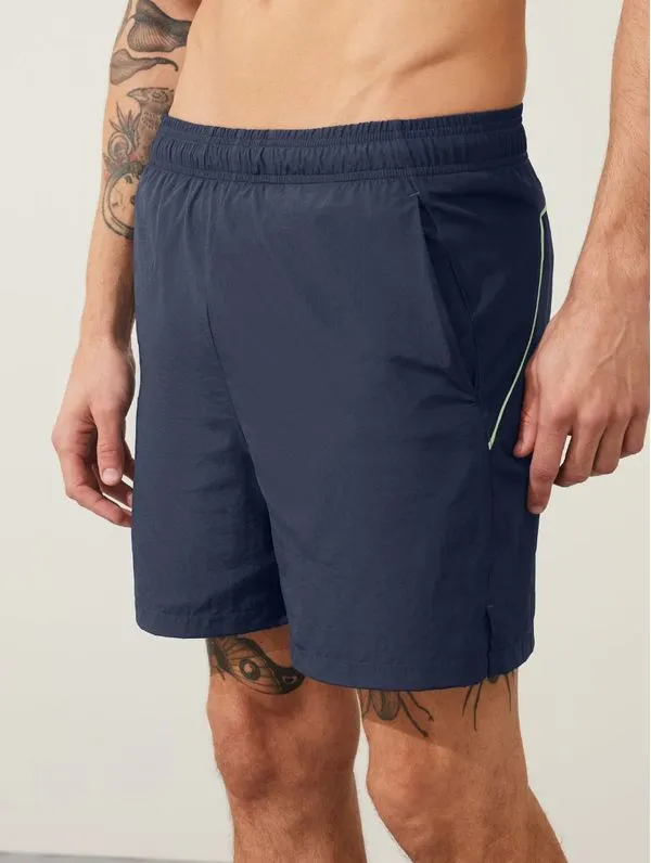 Shorts Runner Fitness Masculino Médio Com Recortes Azul Marinho Navy P