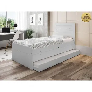 Cama Solteiro Bau Larissa Com Cama Auxiliar Dani Branco