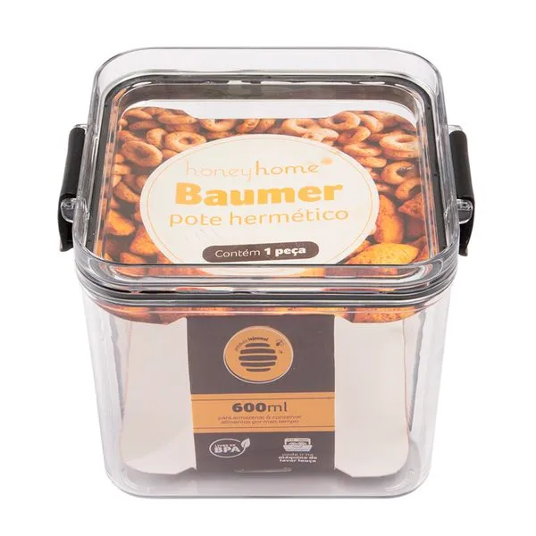 Pote Hermético Plástico 600ml 10,2x11,2x9,4cm LM2371 - honeyhome