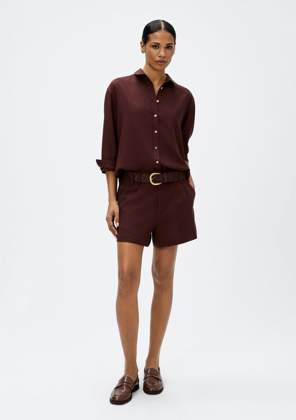Shorts Feminino De Alfaiataria Em Linho - Vinho 034