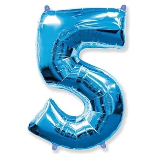 Balão Metalizado Número 5 de Poliamida Metal 1 Metro Azul Funny Fashion Balão Metalizado Número 5 Poliamida 1 Metro Azul Funny Fashion