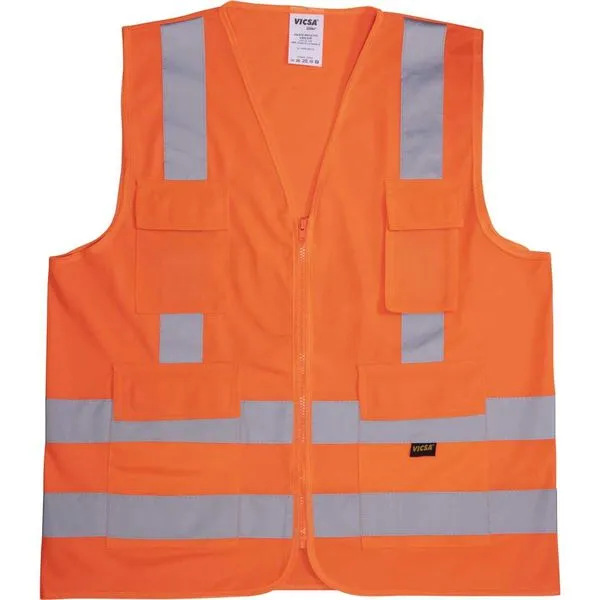 Colete Sinalização com 4 Bolsos Reflexivo Laranja Tam. Xxg 4-Bolsos Vic72130 Xxg - Vicsa