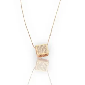 Corrente Veneziana 45cm Pingente Quadrado Dourado