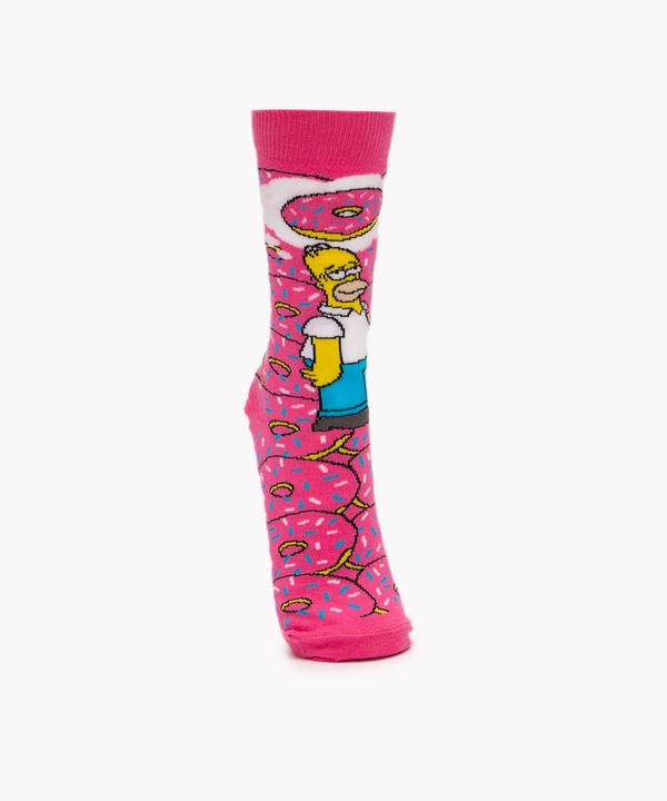 meia cano longo homer simpson rosa 37-40