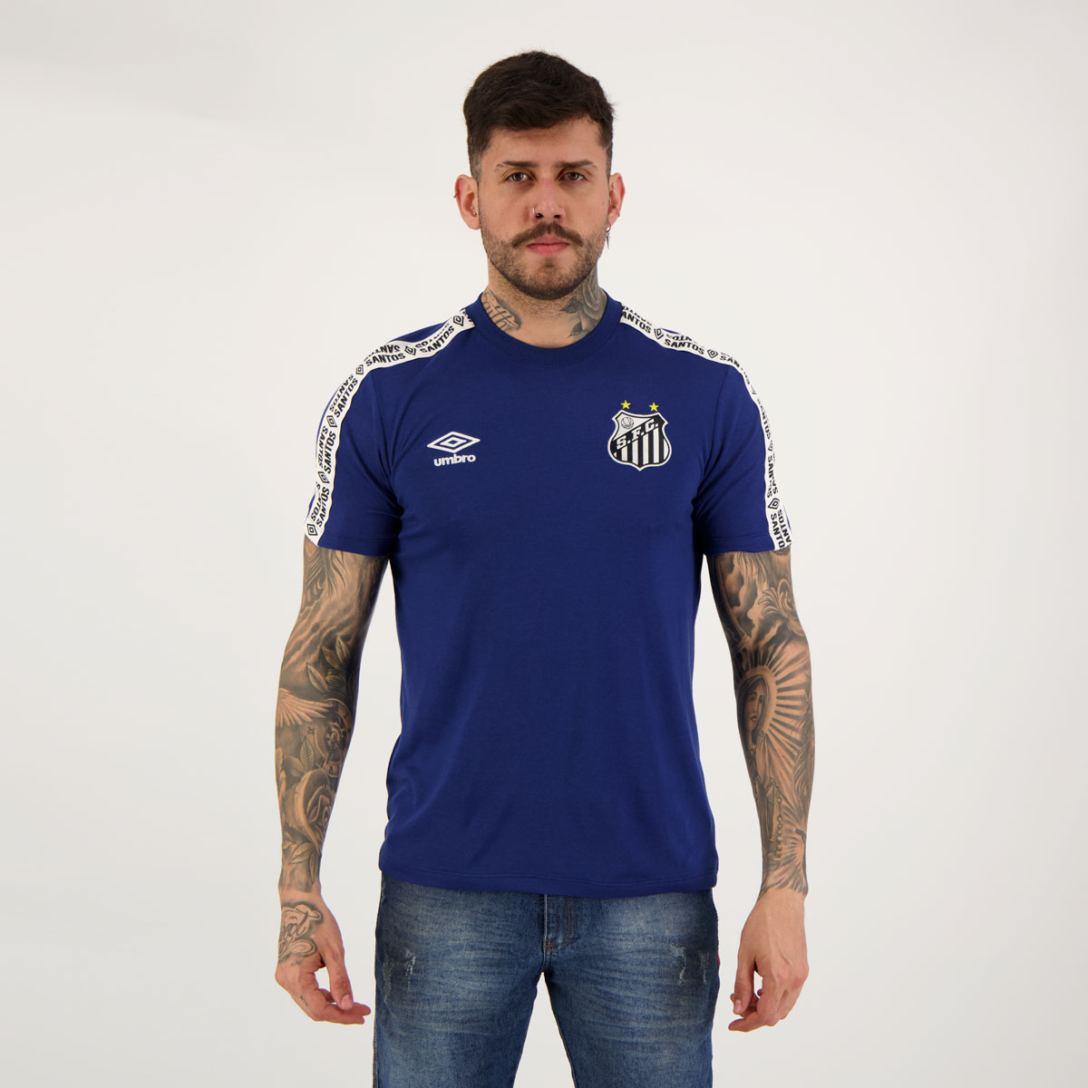 Camisa Umbro Santos Concentração 2022 Azul