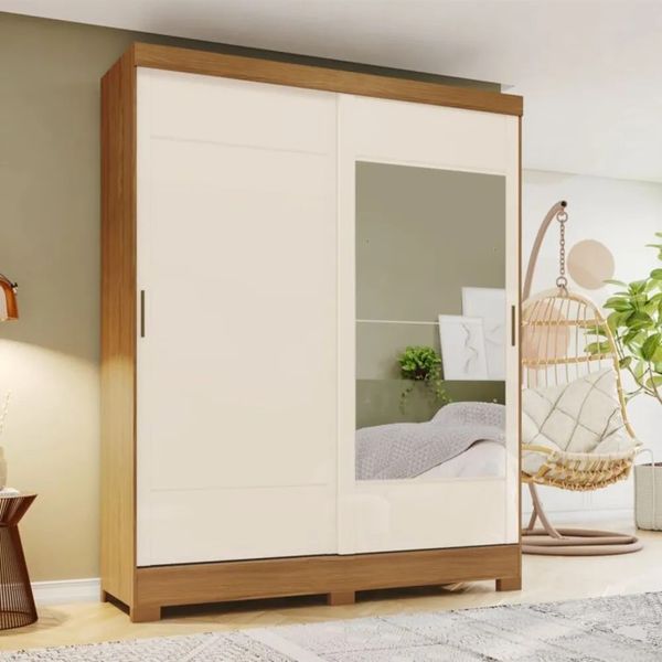 Guarda-Roupa Casal 2 Portas 2 Gavetas Henn | Nature/Off White