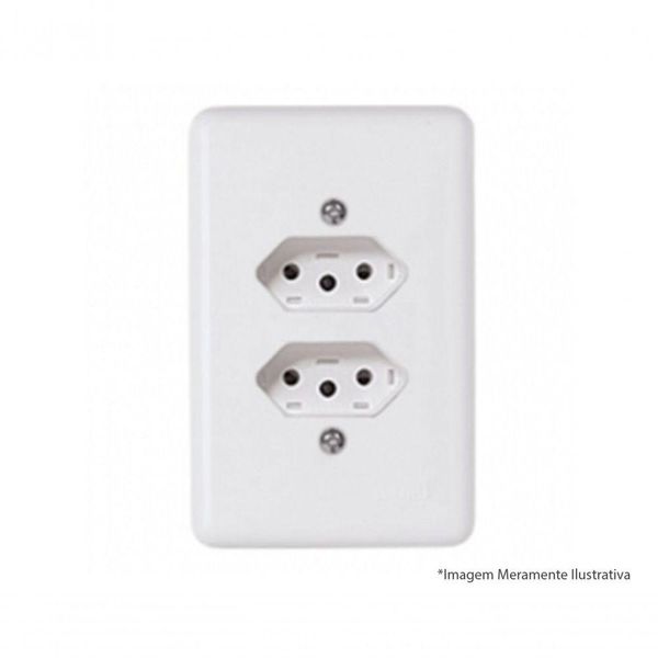 Tomada Dupla Ilumi Stylus Bip 2P+T C/Pl 10A 250V 20120