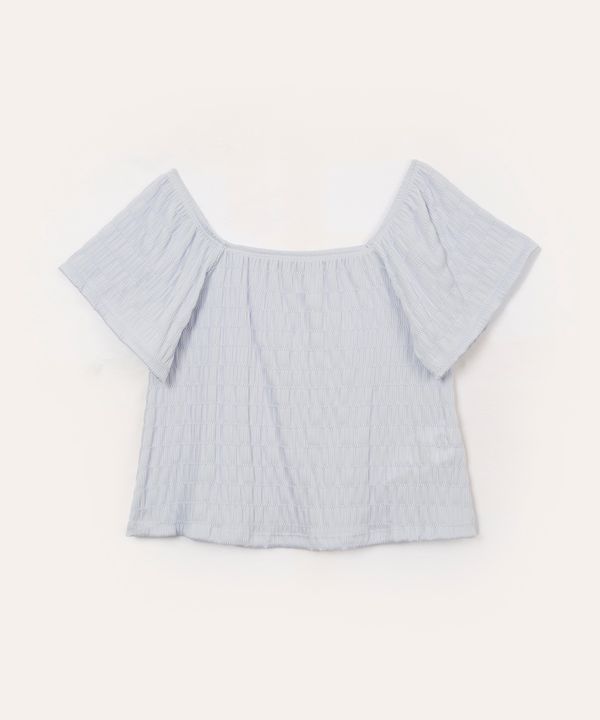 blusa ombro a ombro infantil texturizada azul 4