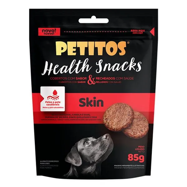 Petisco Petitos Para Cães Skin Health Snacks Caixa 10 Unidades 85g (MP)