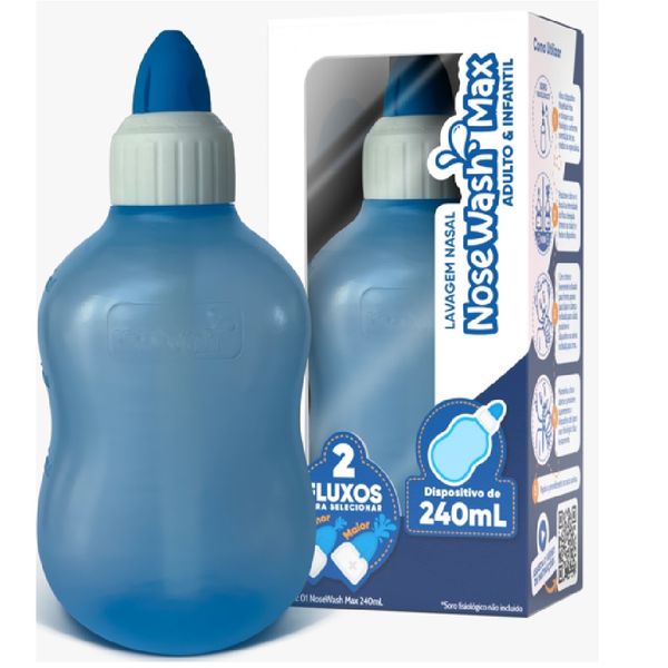 Dispositivo de Lavagem Nasal Nosewash Max Controle de Fluxo Adulto e Infantil 240ml 1 Unidade