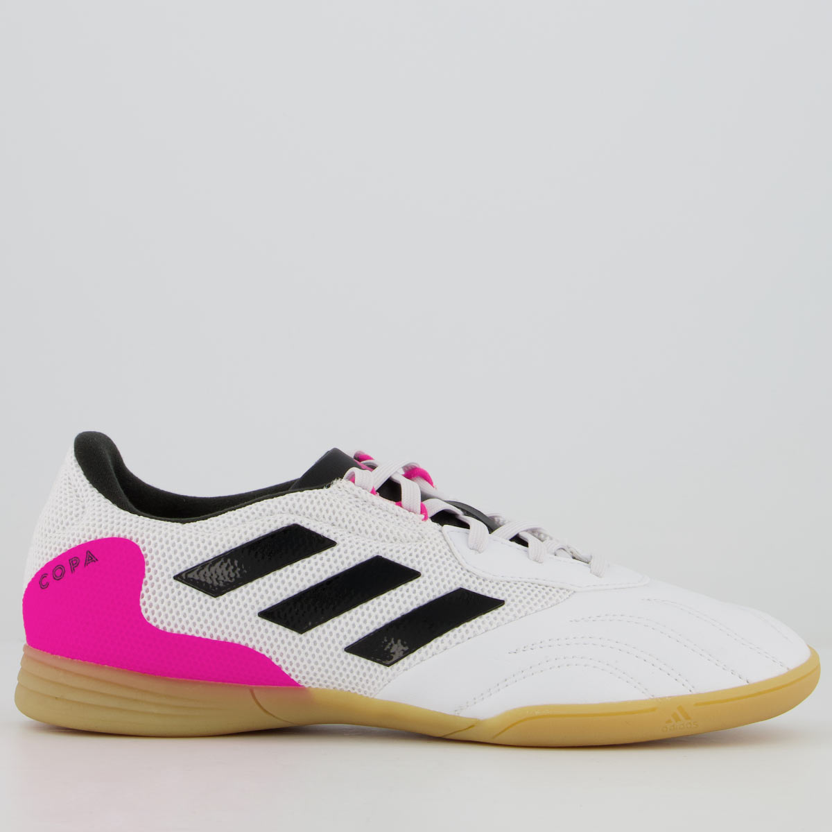 Chuteira Adidas Copa Sense 21.3 IN Futsal Juvenil Branca e Rosa