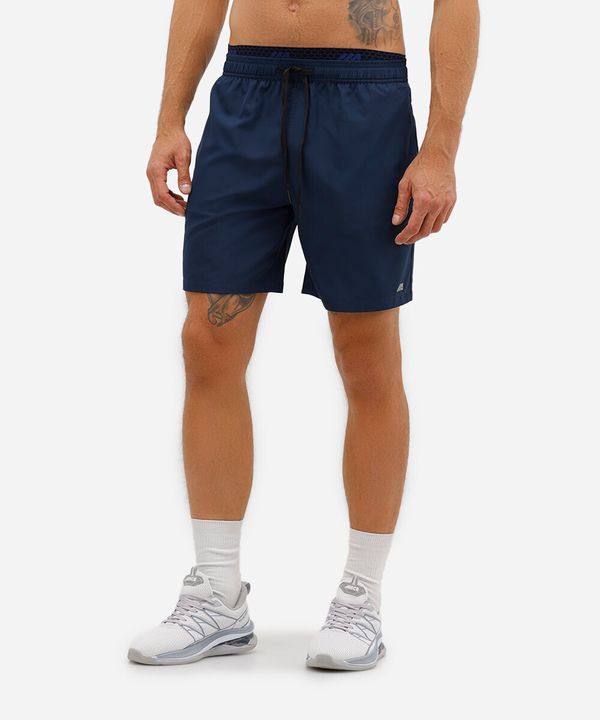 short reto com cós duplo esportivo azul P