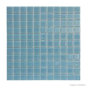 Pastilha de vidro 2,45x2,45cm placa 30x30cm azul piscina Crystalcor