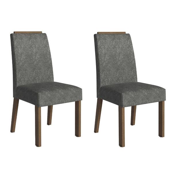Kit 2 Cadeiras De Jantar 4255 Com Espaldar Rustic-silver Madesa
