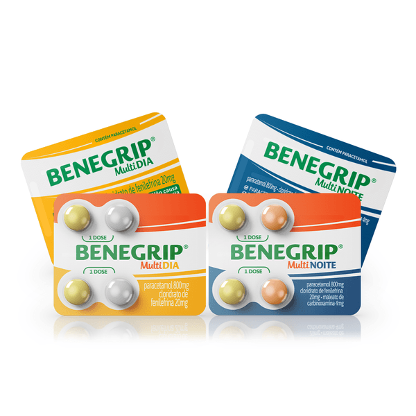 Kit Benegrip Antigripal Multi Dia + Multi Noite Blister 8 Comprimidos
