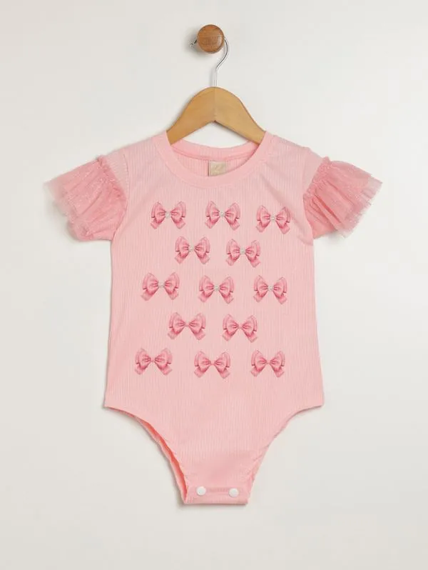 Body Canelado Infantil Para Menina - ROSA 2