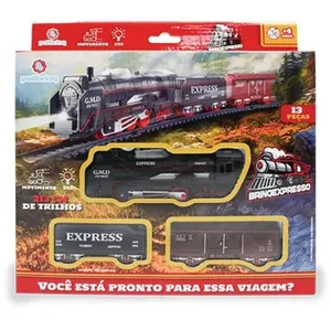 Locomotiva de Brinquedo Brinexpresso 213cm Trilho 13 Peças com Luzes e Movimento Polibrinq Locomotiva Brinexpresso 213cm 13 Peças com Luzes e Movimento Polibrinq