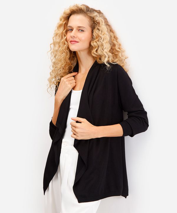 cardigan feminino de tricot manga longa preto PP