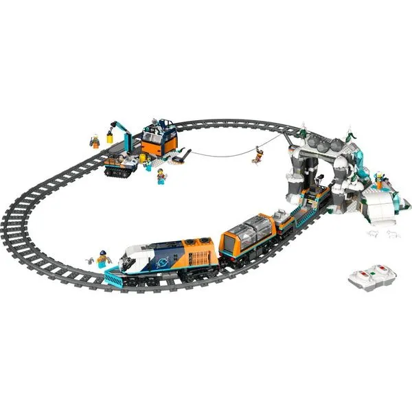 Conjunto de Blocos de Montar Trem Expresso Polar Ártico dos Exploradores 60470 1517 Peças Lego Blocos de Montar Trem Expresso Polar Ártico 60470 1517 Peças Lego