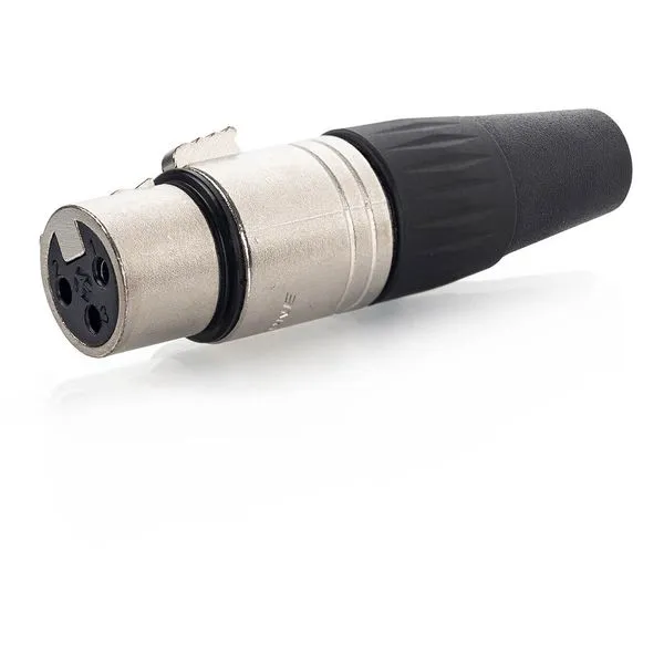 Plug XLR Fêmea 3 Pinos Niquelado Resistente RX3FP-NT