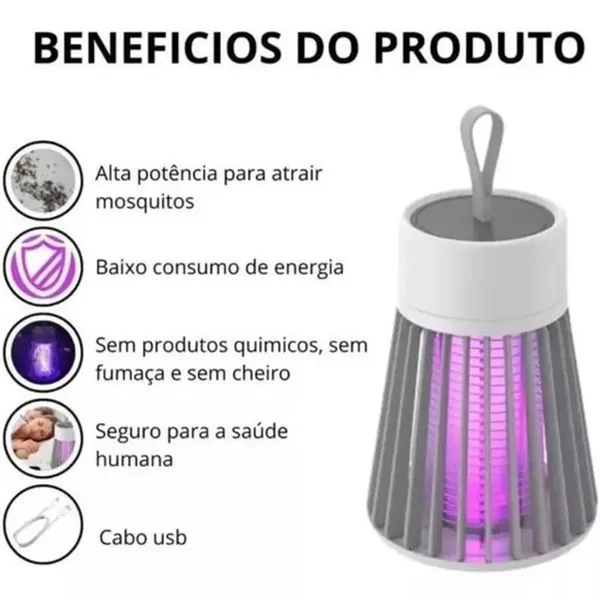 Mata Mosquito Pernilongo Eletrônico Led Uv Usb - Branco