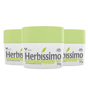 Kit Desodorante Creme Antitranspirante Fresh Herbíssimo 55G - 3 unidades