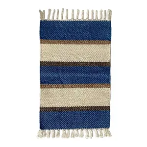 Tapete Ambiente 100% Algodão Azul, Marrom e Branco 40x60cm LM3120AMB - honeyhome