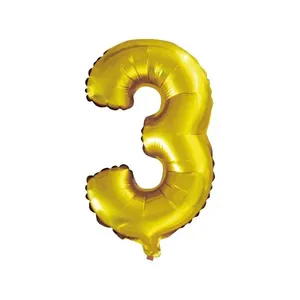 Balão Número 3 Três 16 Polegadas Dourado - Brdecor