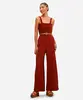 macacão wide leg feminino texturizado vinho G