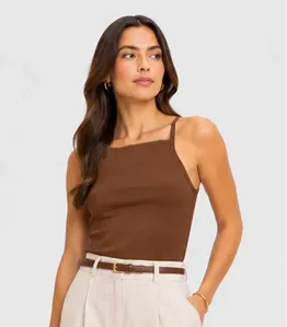 Blusa De Alça Feminina Tecido Henera Infinita Cor Marrom M