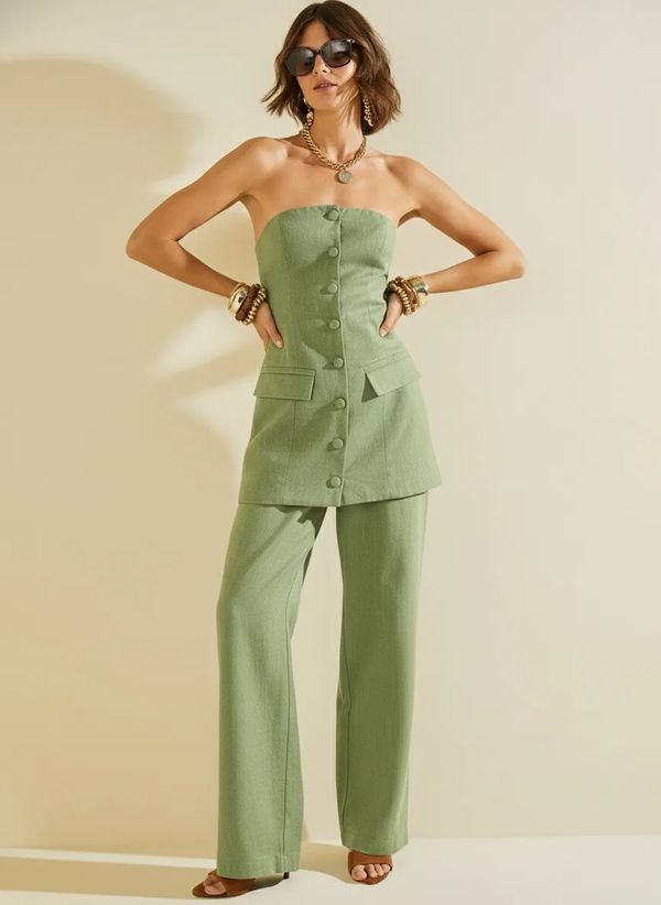 Calça Morena Rosa Reta Alta Verde 38