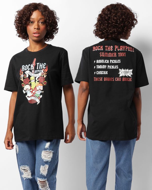 Camiseta Feminina Estampa Rugrats Os Anjinhos Manga Curta Preta P