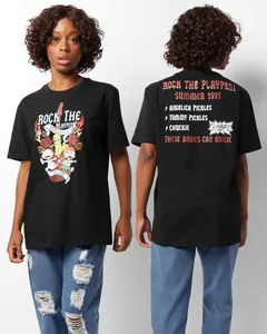 Camiseta Feminina Estampa Rugrats Os Anjinhos Manga Curta Preta P