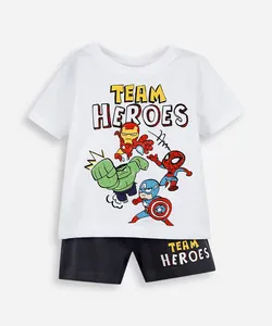 conjunto infantil de algodão marvel baby off white 2