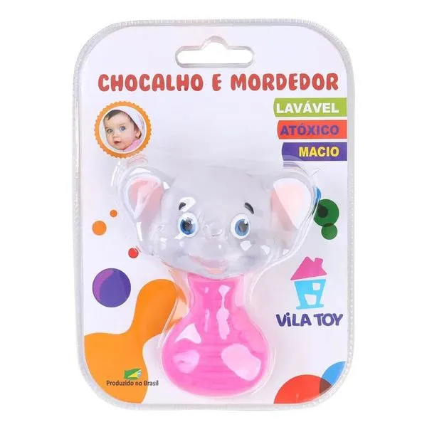 Mordedor E Chocalho Vila Toy Elefante Rosa (MP)