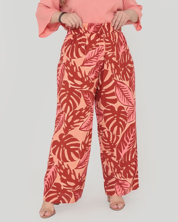 Calça Feminina Pantalona Estampa Floral Terracota G3