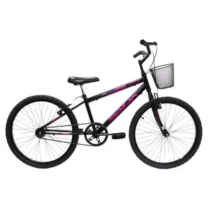 Bicicleta Aro 24 Saidx Premium Infantil Unissex Mono Sem Marcha Preto Rosa