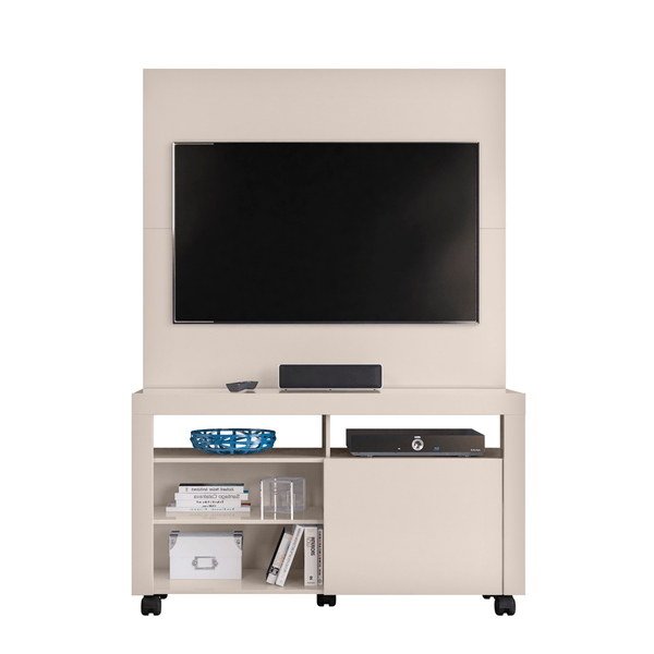 Rack com Painel Astro em MDP, Para TV de até 43'', 2 prateleiras, 4 Nichos - Novo Mundo Off White