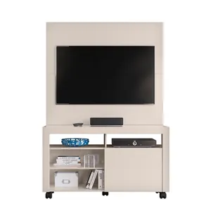 Rack com Painel Astro em MDP, Para TV de até 43'', 2 prateleiras, 4 Nichos - Novo Mundo Off White