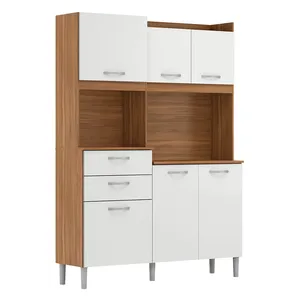 Kit Cozinha Harmonia em MDP 6 Portas 2 Gavetas Demóbile Amêndoa / Branco